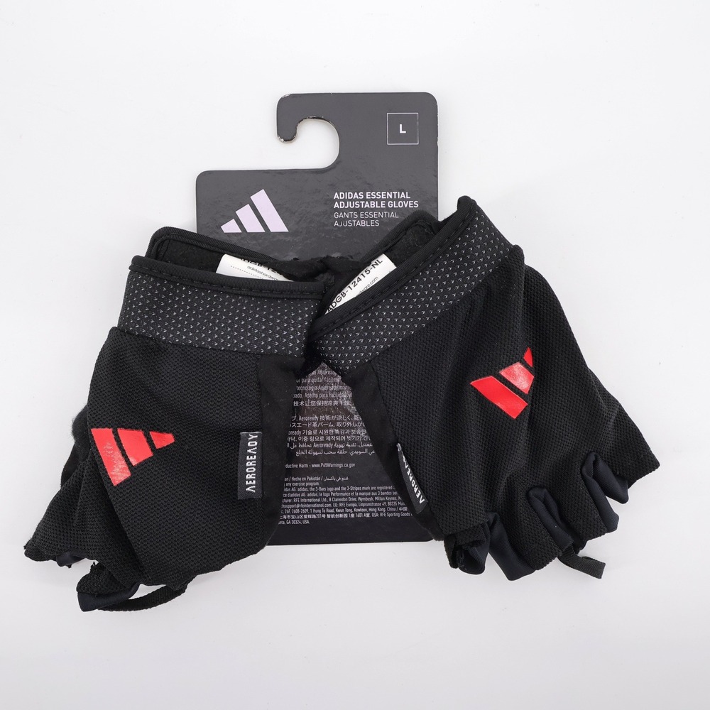 Adidas Essential Adjustable Training Gloves Black Fingerless Men Large